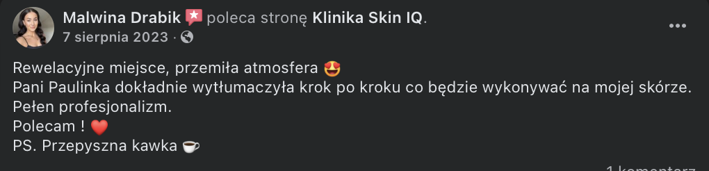Opinia klientki Skin IQ