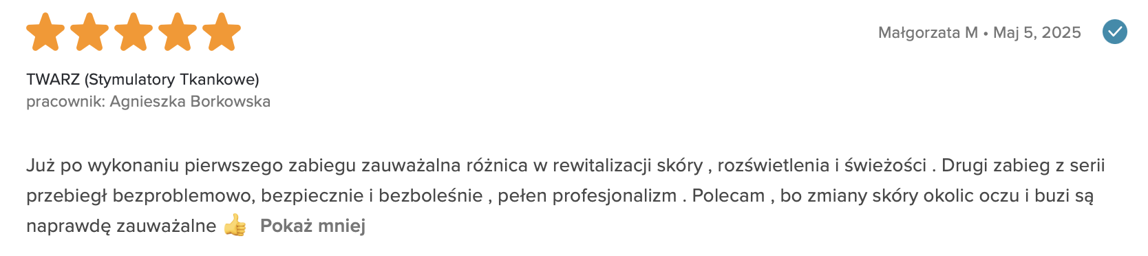Opinia klientki Kliniki Skin IQ